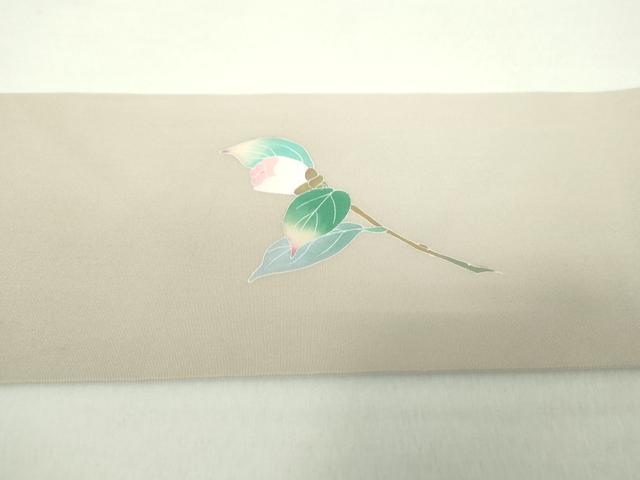 平和屋着物●塩瀬 九寸名古屋帯 友禅 作家物 枝花文 正絹 逸品 DAAY1626ps