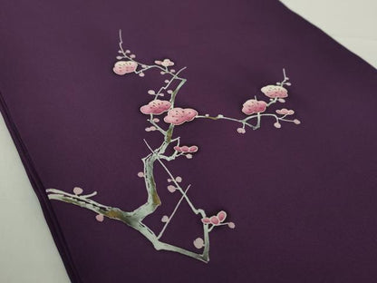 平和屋着物●塩瀬 九寸開き名古屋帯 枝梅 金彩 正絹 逸品 DAAY1630ps