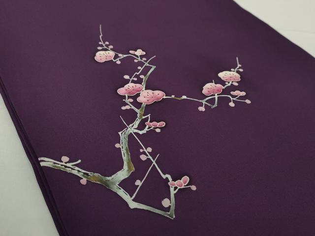 平和屋着物●塩瀬 九寸開き名古屋帯 枝梅 金彩 正絹 逸品 DAAY1630ps