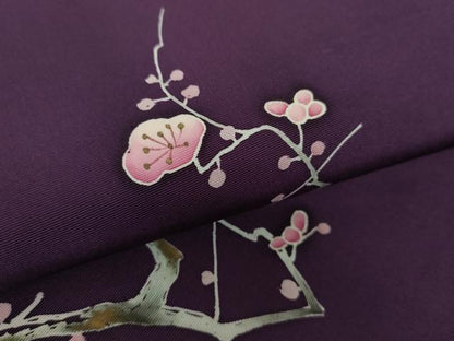 平和屋着物●塩瀬 九寸開き名古屋帯 枝梅 金彩 正絹 逸品 DAAY1630ps