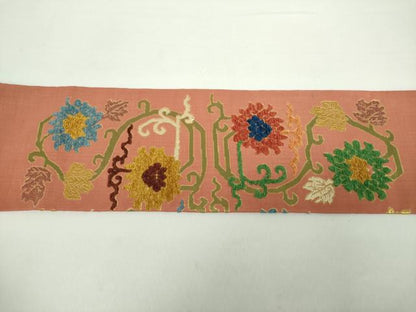 平和屋着物●西陣 川島織物 九寸名古屋帯 紬地 モール 花唐草文 正絹 逸品 DAAY1631ps