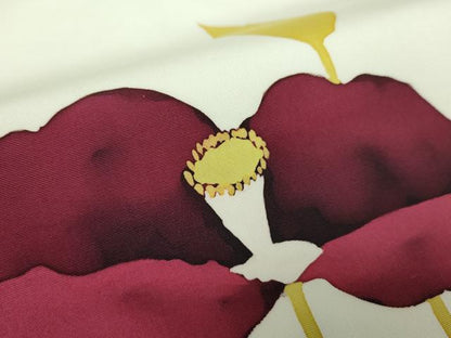 平和屋着物●塩瀬 九寸名古屋帯 ろうけつ染め 草花文 正絹 逸品 DAAY1651ps
