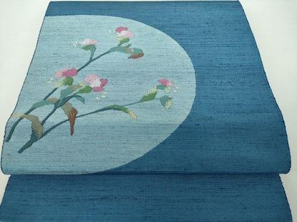 平和屋着物●五代目・諏訪好風 八寸名古屋帯 紬地 草花文 金糸 正絹 逸品 未使用 DAAY1653ps
