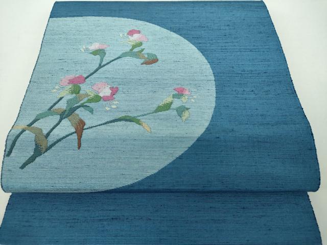 平和屋着物●五代目・諏訪好風 八寸名古屋帯 紬地 草花文 金糸 正絹 逸品 未使用 DAAY1653ps