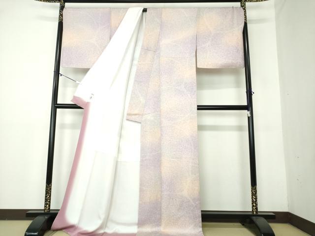 平和屋着物●上質な小紋 霞文 反端付き ロング丈 正絹 逸品 DAAY1663ps