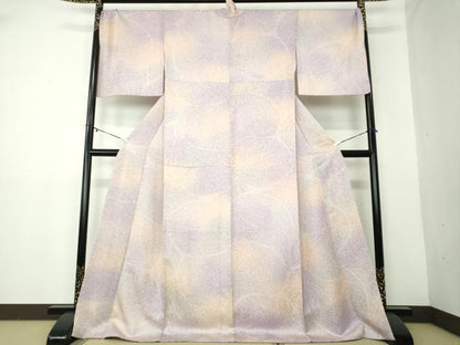平和屋着物●上質な小紋 霞文 反端付き ロング丈 正絹 逸品 DAAY1663ps
