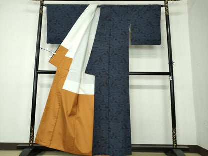 平和屋着物●結城紬 籠目花文 正絹 逸品 DAAY1683ps