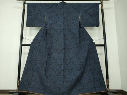 平和屋着物●結城紬 籠目花文 正絹 逸品 DAAY1683ps
