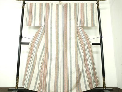 平和屋着物●上質な紬　古代更紗　反端付き　正絹　逸品　DAAY1686ps