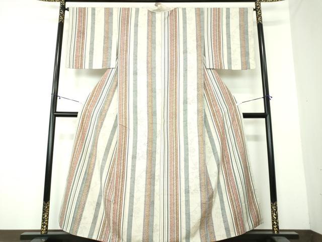平和屋着物●上質な紬　古代更紗　反端付き　正絹　逸品　DAAY1686ps