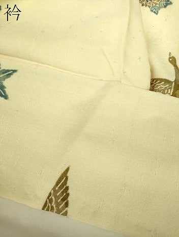 平和屋着物●訪問着　お召縮緬　型染　飛鶴風景花文　金彩　正絹　逸品　DAAY1696ps