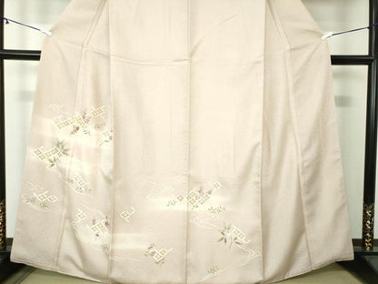 平和屋着物●訪問着　駒刺繍　七宝花文　金彩　正絹　逸品　DAAY1727ps