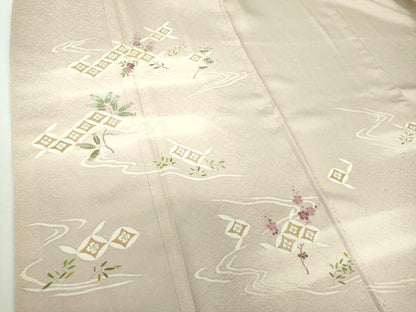 平和屋着物●訪問着　駒刺繍　七宝花文　金彩　正絹　逸品　DAAY1727ps