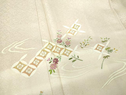 平和屋着物●訪問着　駒刺繍　七宝花文　金彩　正絹　逸品　DAAY1727ps