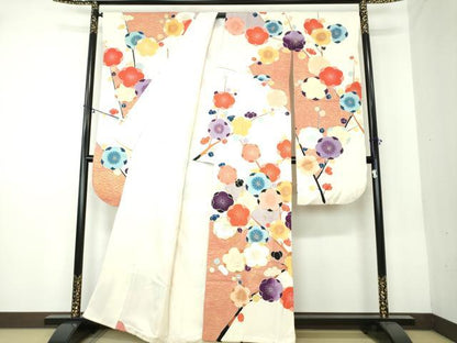 平和屋着物●豪華振袖 駒刺繍 流水枝梅 金彩 正絹 逸品 DAAY1730ps