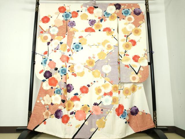 平和屋着物●豪華振袖 駒刺繍 流水枝梅 金彩 正絹 逸品 DAAY1730ps