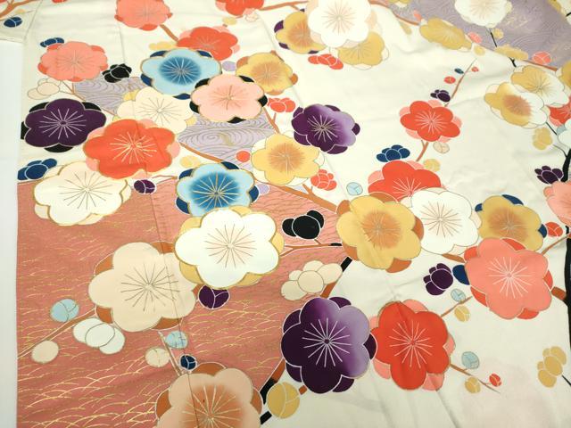 平和屋着物●豪華振袖 駒刺繍 流水枝梅 金彩 正絹 逸品 DAAY1730ps