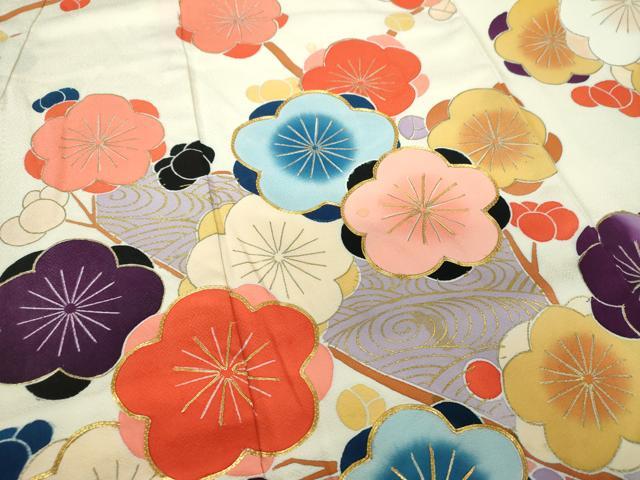 平和屋着物●豪華振袖 駒刺繍 流水枝梅 金彩 正絹 逸品 DAAY1730ps