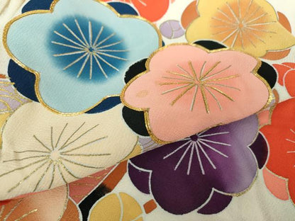 平和屋着物●豪華振袖 駒刺繍 流水枝梅 金彩 正絹 逸品 DAAY1730ps