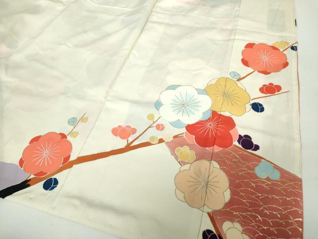平和屋着物●豪華振袖 駒刺繍 流水枝梅 金彩 正絹 逸品 DAAY1730ps