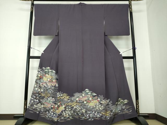 平和屋着物●色留訪問着 駒刺繍 御所解文 金彩 正絹 逸品 DAAY1736ps