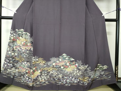 平和屋着物●色留訪問着 駒刺繍 御所解文 金彩 正絹 逸品 DAAY1736ps