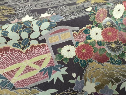 平和屋着物●色留訪問着 駒刺繍 御所解文 金彩 正絹 逸品 DAAY1736ps
