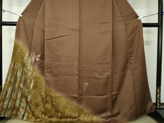 平和屋着物●訪問着　刺繍　草花間道　金彩　正絹　逸品　未使用　DAAY1740ps