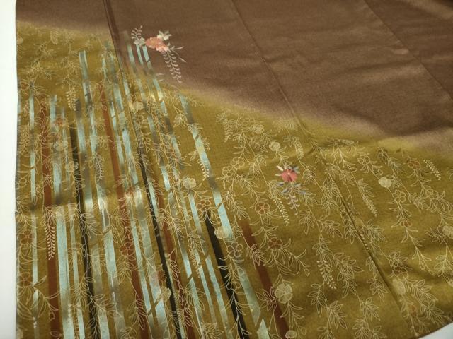 平和屋着物●訪問着　刺繍　草花間道　金彩　正絹　逸品　未使用　DAAY1740ps