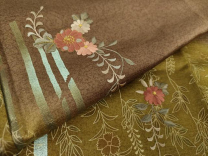 平和屋着物●訪問着　刺繍　草花間道　金彩　正絹　逸品　未使用　DAAY1740ps