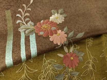 平和屋着物●訪問着　刺繍　草花間道　金彩　正絹　逸品　未使用　DAAY1740ps
