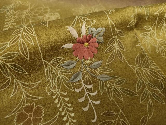 平和屋着物●訪問着　刺繍　草花間道　金彩　正絹　逸品　未使用　DAAY1740ps