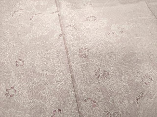 平和屋着物●伝統工芸師 服部光擴 江戸小紋 訪問着 鮫小紋柄 風景花文 正絹 逸品 DAAY1745ps