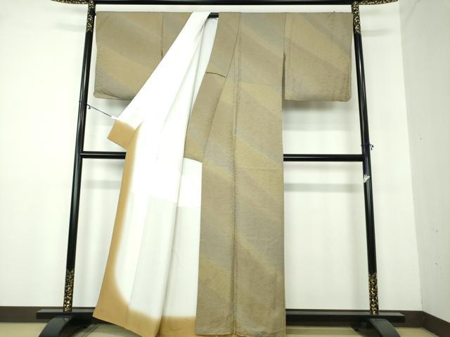 平和屋着物●上質な小紋　霞地紋　斜線文　暈し染め　正絹　逸品　DAAY1749ps