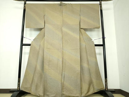 平和屋着物●上質な小紋　霞地紋　斜線文　暈し染め　正絹　逸品　DAAY1749ps