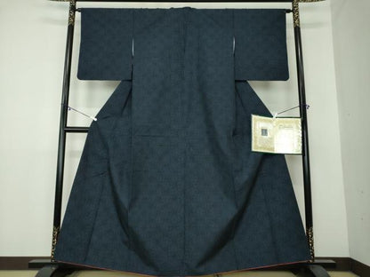 平和屋着物●本場真綿絢結城紬 100亀甲 麻の葉文様 認定証付き 正絹 逸品 DAAY1755ps