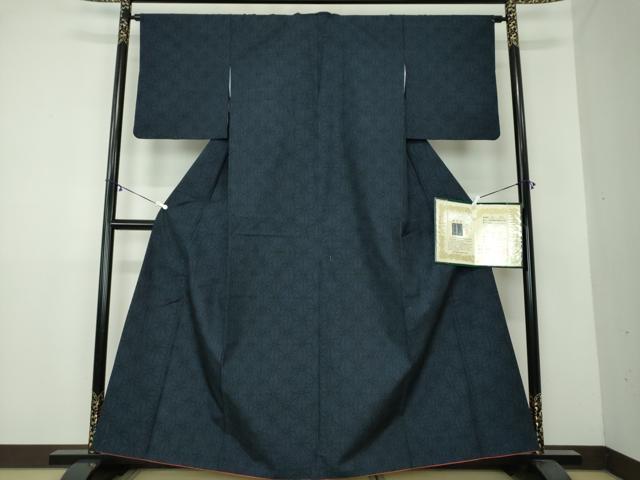 平和屋着物●本場真綿絢結城紬 100亀甲 麻の葉文様 認定証付き 正絹 逸品 DAAY1755ps