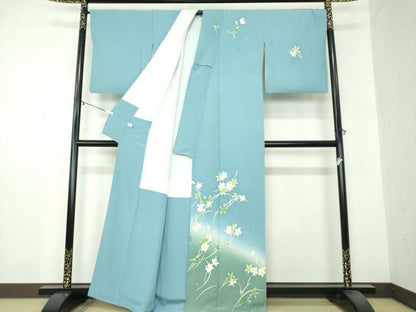 平和屋着物●本加賀友禅作家 南克治 訪問着 草花文 暈し染め 正絹 逸品 DAAY1760ps