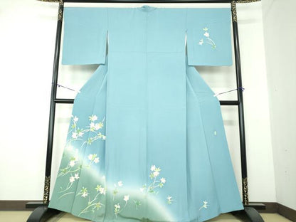 平和屋着物●本加賀友禅作家 南克治 訪問着 草花文 暈し染め 正絹 逸品 DAAY1760ps