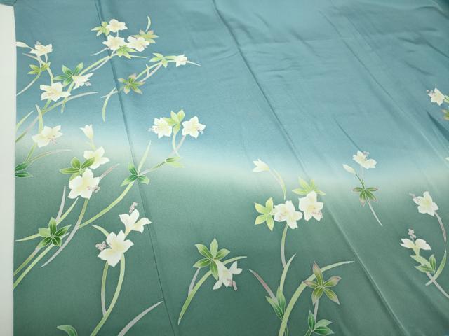平和屋着物●本加賀友禅作家 南克治 訪問着 草花文 暈し染め 正絹 逸品 DAAY1760ps