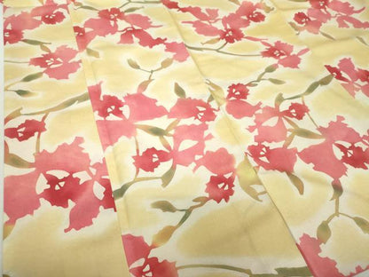 平和屋着物●上質な小紋　お召縮緬　枝花文　暈し染め　正絹　逸品　DAAY1781ps