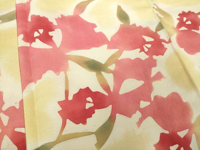 平和屋着物●上質な小紋　お召縮緬　枝花文　暈し染め　正絹　逸品　DAAY1781ps
