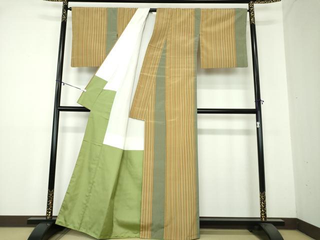 平和屋着物●上質な小紋　紬地　間道　正絹　逸品　DAAY1783ps