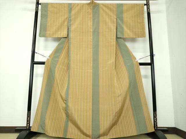 平和屋着物●上質な小紋　紬地　間道　正絹　逸品　DAAY1783ps