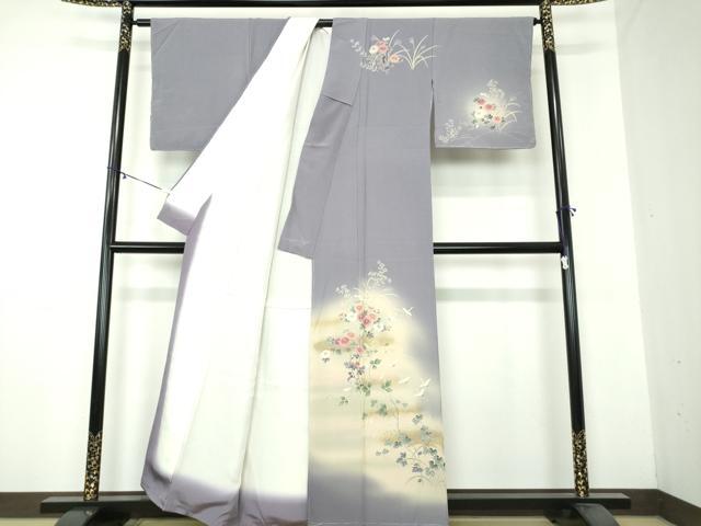 平和屋着物●訪問着 飛鶴花文 暈し染め 金彩 正絹 逸品 DAAY1785ps
