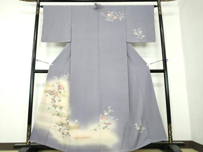 平和屋着物●訪問着 飛鶴花文 暈し染め 金彩 正絹 逸品 DAAY1785ps