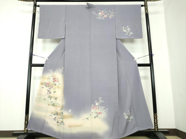 平和屋着物●訪問着 飛鶴花文 暈し染め 金彩 正絹 逸品 DAAY1785ps