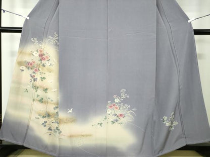 平和屋着物●訪問着 飛鶴花文 暈し染め 金彩 正絹 逸品 DAAY1785ps