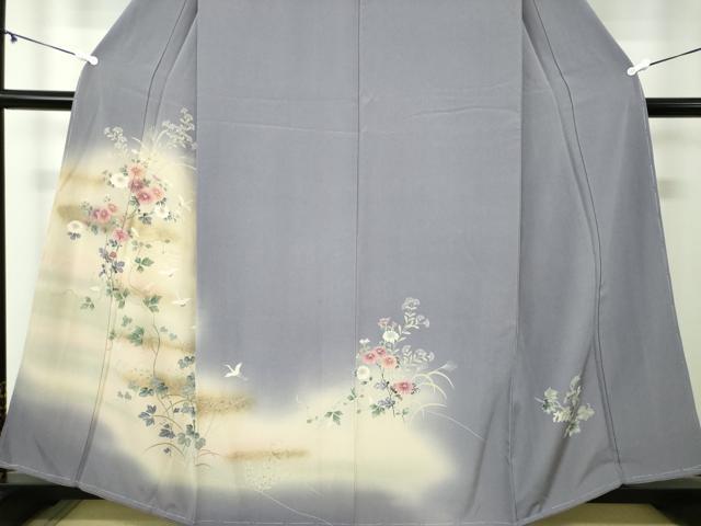 平和屋着物●訪問着 飛鶴花文 暈し染め 金彩 正絹 逸品 DAAY1785ps