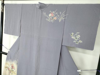 平和屋着物●訪問着 飛鶴花文 暈し染め 金彩 正絹 逸品 DAAY1785ps